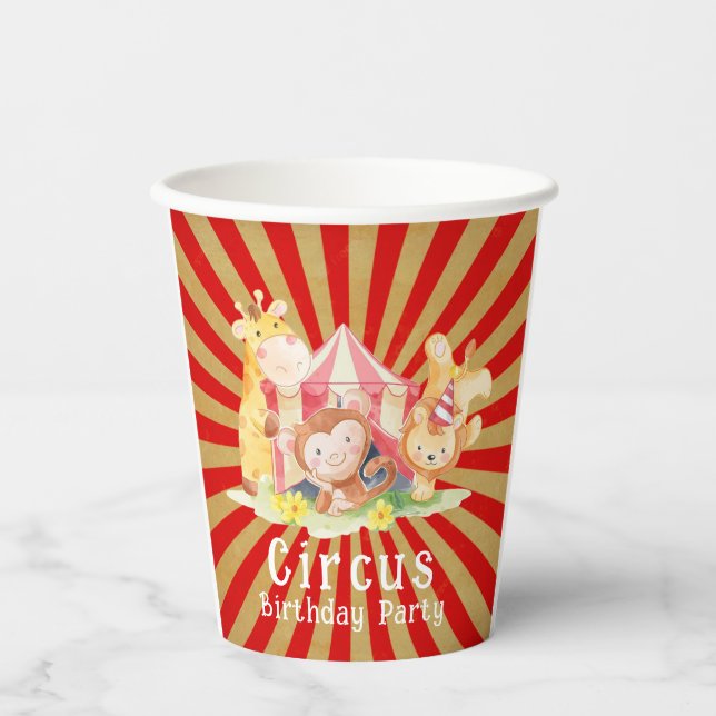 Circus Animals Birthday Party Paper Cups (Front)