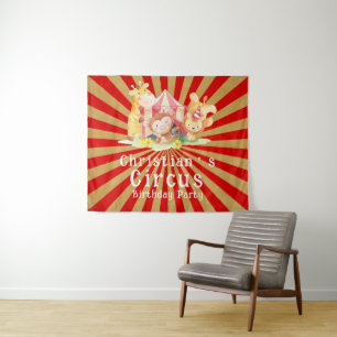 Circus Animals Birthday Party Tapestry
