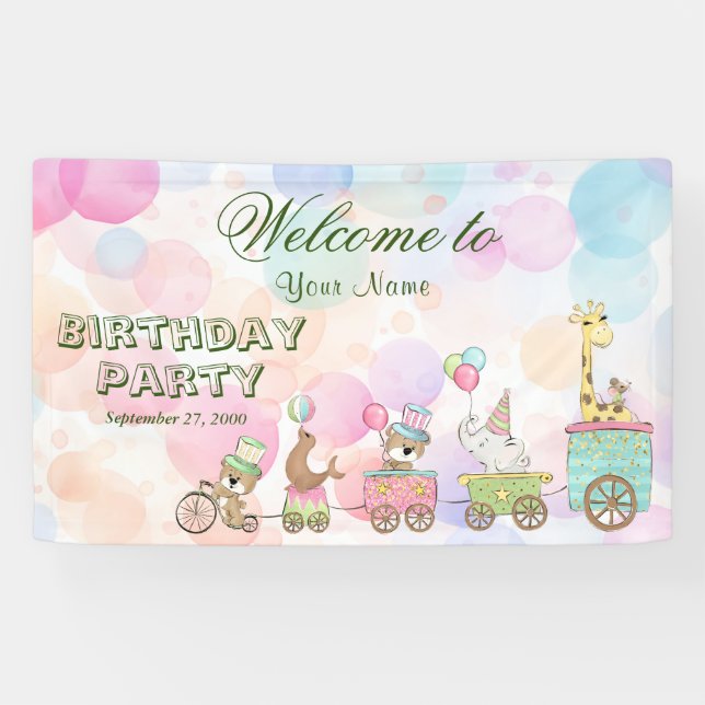 Circus Animals Birthday Welcome Banner (Horizontal)