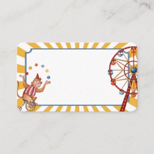 circus animals carnival place cards for buffet