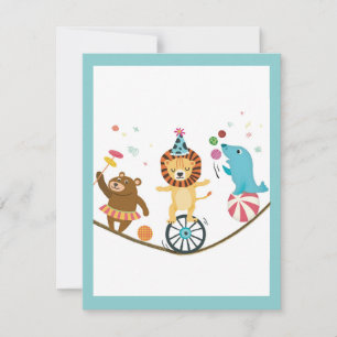 Circus Animals Kids Birthday Party Thank You Card