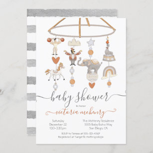 Circus Animals Mobile Baby Shower Invitation