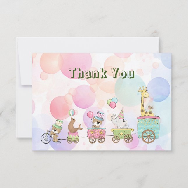 Circus Animals Thank You Card (Front)