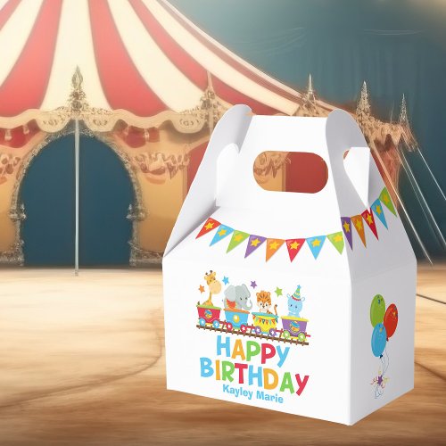Circus Animals Train Cute Kids Birthday Party Favor Boxes