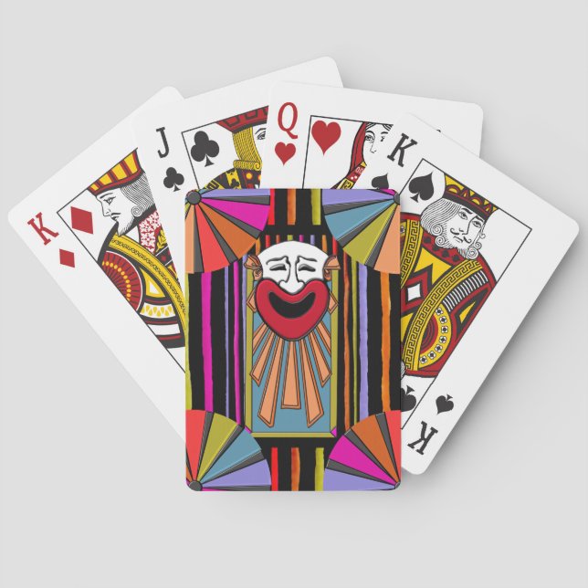 Circus Art - Clown Face, Stripes and Big Top Poker Cards (Back)
