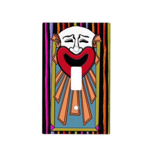 Circus Art _ Happy Clown Face and Stripes Light Switch Cover