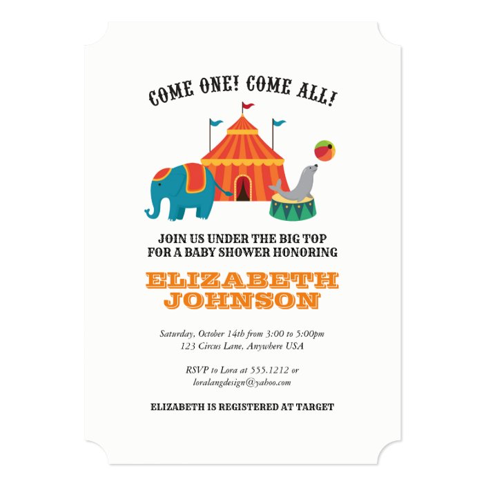 circus themed baby shower invitations