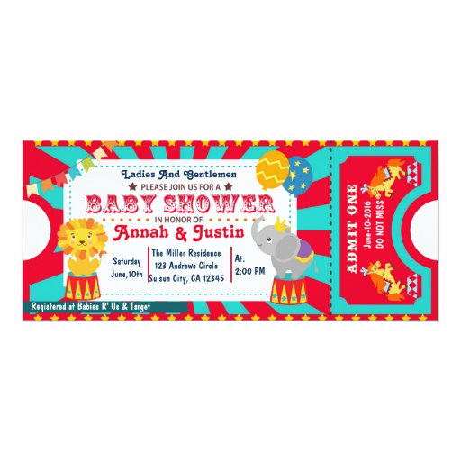 Circus Baby Shower Invitations 1