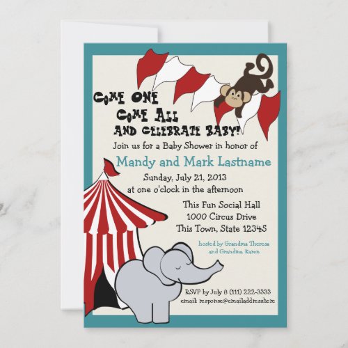 Circus Baby Shower Invites