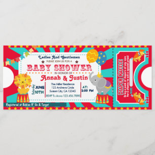 Circus baby shower invitation - diaper raffle