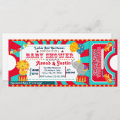 Circus baby shower invitation - diaper raffle (Front/Back)