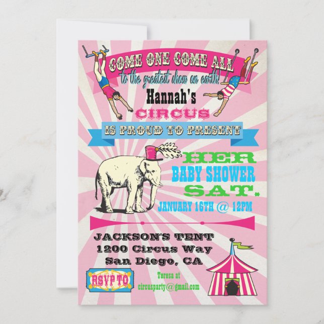 Circus Baby Shower Invitations (Front)