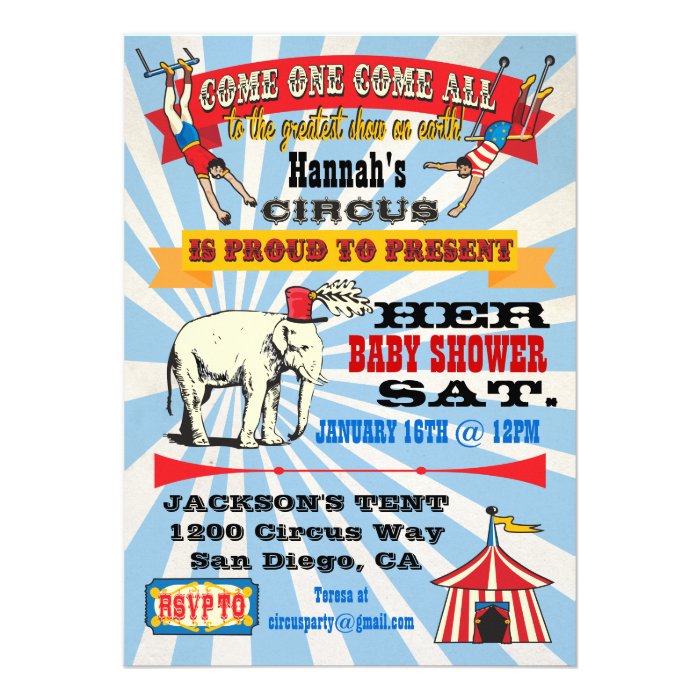 Circus Baby Shower Invitations