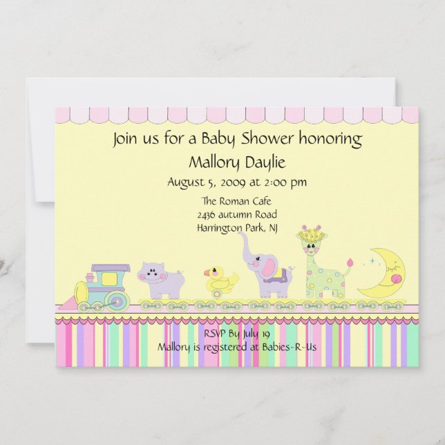 Circus Baby Train Baby Shower Invitation (Front)