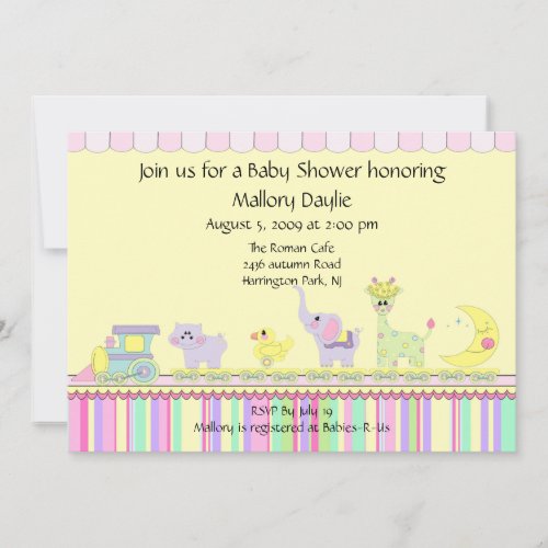 Circus Baby Train Baby Shower Personalized Announcement