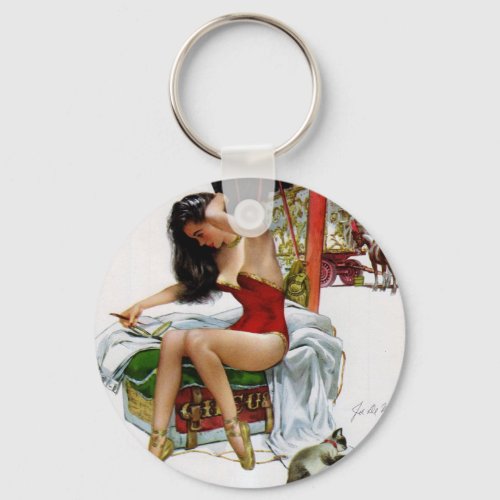 Circus Beauty Vintage Art Christmas Pin_Up Girl Keychain