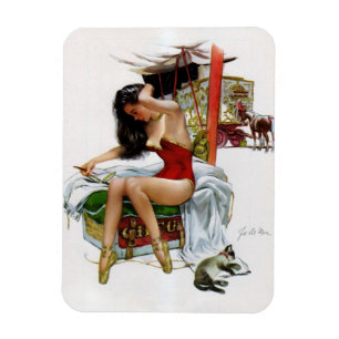Circus Beauty Vintage Art Christmas Pin-Up Girl Magnet