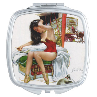 Circus Beauty Vintage Art Christmas Pin-Up Girl Makeup Mirror