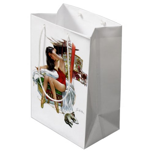 Circus Beauty Vintage Art Christmas Pin_Up Girl Medium Gift Bag