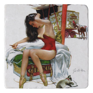 Circus Beauty Vintage Art Christmas Pin-Up Girl Trivet