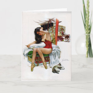 Circus Beauty Vintage Art Pin-Up Girl Holiday Card