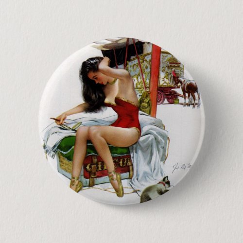 Circus Beauty Vintage Art Pin_Up Girl Pinback Button