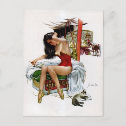 Circus Beauty Vintage Art Pin_Up Girl Postcard