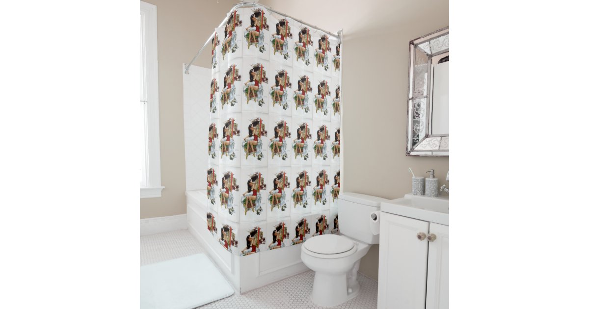 Circus Beauty Vintage Art PinUp Girl Shower Curtain Zazzle