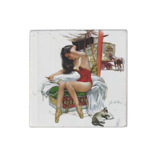 Circus Beauty Vintage Art Pin-Up Girl Stone Magnet