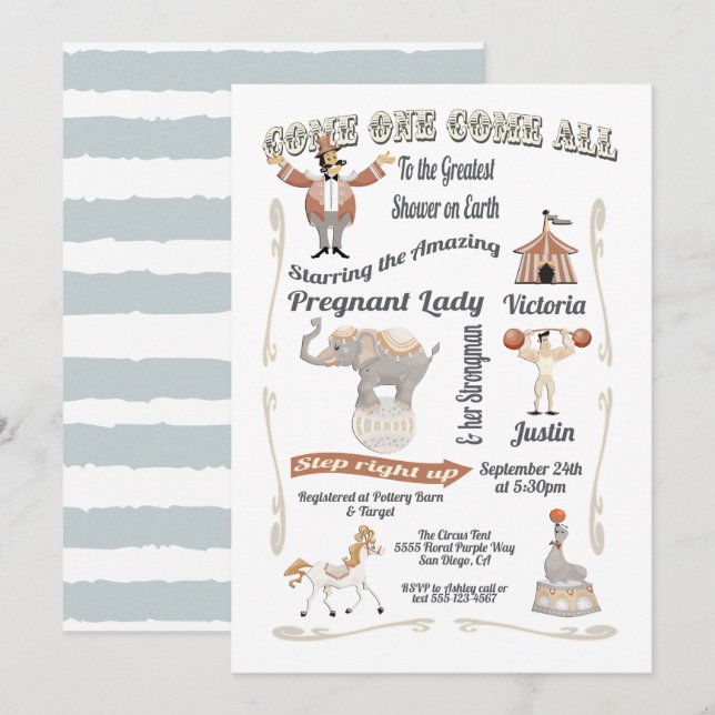 Circus Big Top Baby Shower Invitation (Front/Back)