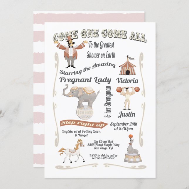 Circus Big Top Baby Shower Invitation (Front/Back)