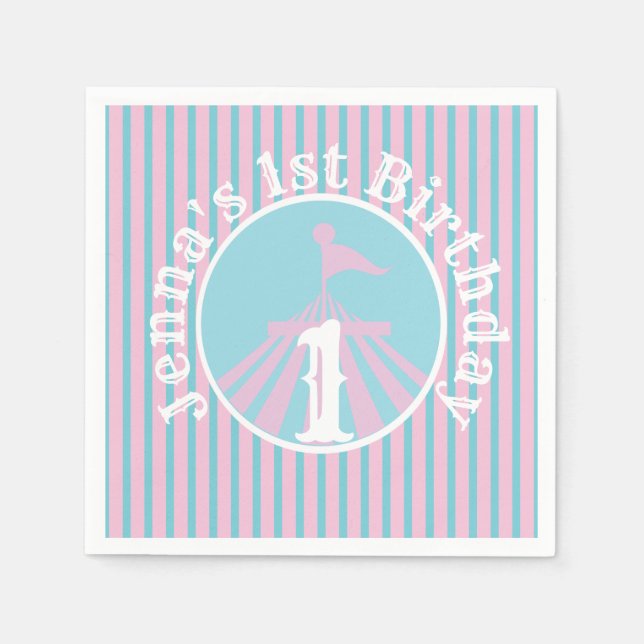 Circus Big Top Birthday Party Any Age Girl Napkins (Front)