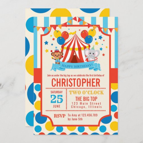 Circus Big Top Birthday Party  Invitation