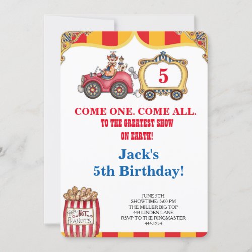 Circus Big Top Carnival Birthday Party Invitations