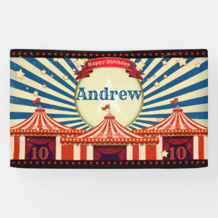 Circus Big Top Carnival Birthday Red White Blue Banner