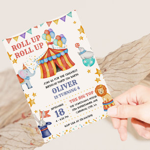 Circus Big Top Cute Animals Kids Birthday Party Invitation