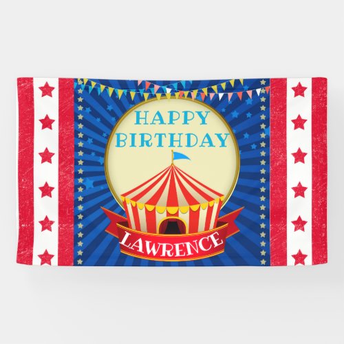 Circus Big Top Tent RedWhite  Blue Birthday Banner