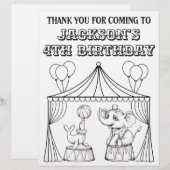 Circus Birthday Coloring Page | Coloring Sheet (Front/Back)