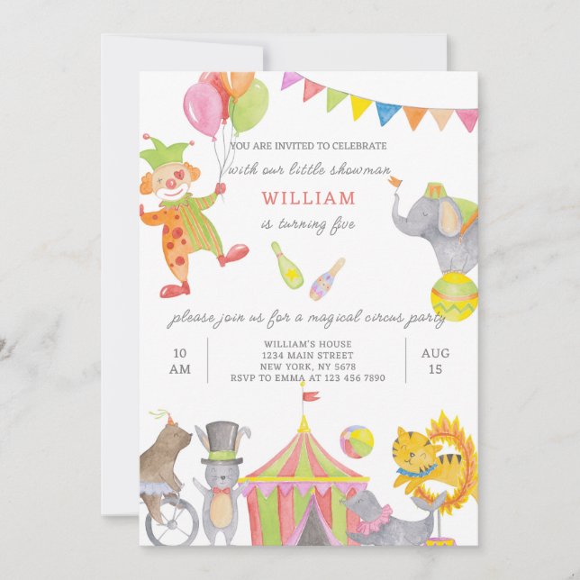 Circus Birthday Invitation (Front)
