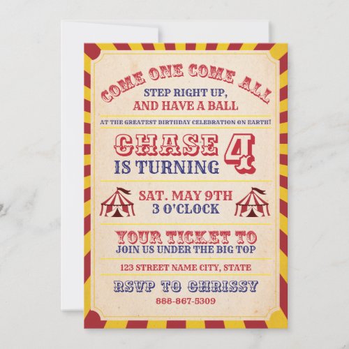 Circus Birthday Invitation