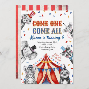 Circus Birthday Invitation Carnival Invitation
