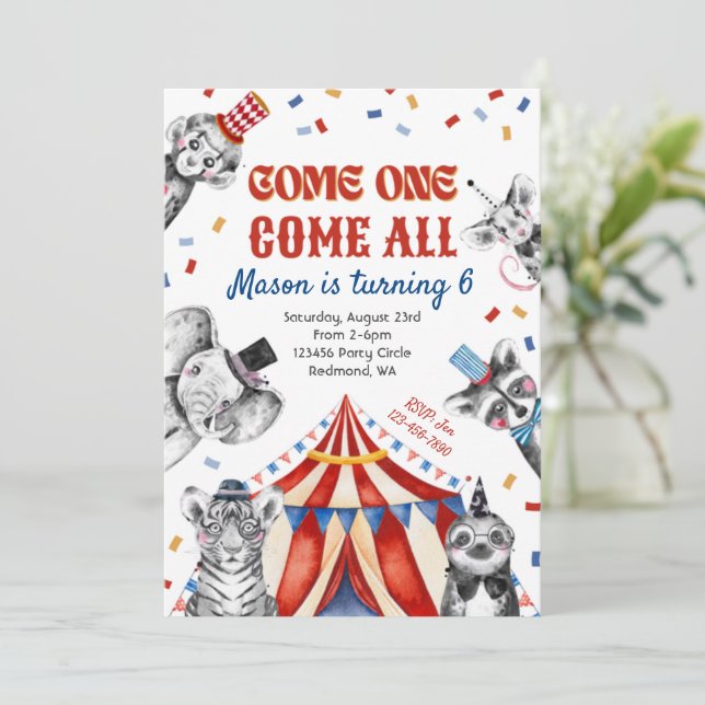 Circus Birthday Invitation | Carnival Invitation (Standing Front)