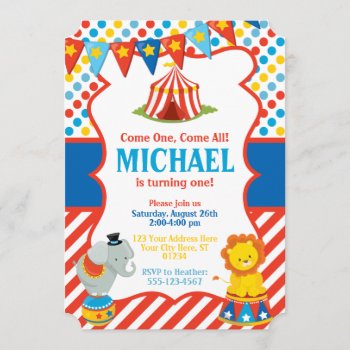 Circus Birthday Invitation - Carnival Theme by PuggyPrints at Zazzle