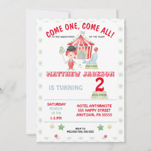 Circus Birthday invitation, Come one, come all! In Invitation