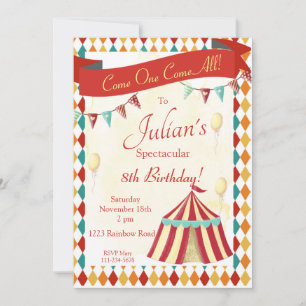 Circus Birthday Invitation, Editable Carnival Invitation