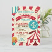 Circus Birthday Invitation Vintage Carnival Theme (Standing Front)
