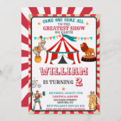 Circus birthday invitation Vintage Circus boy girl (Front/Back)