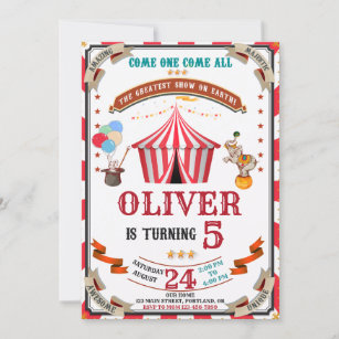 Circus birthday invitation Vintage festival invite