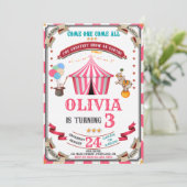 Circus birthday invitation Vintage Festival kids (Standing Front)