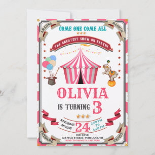 Circus birthday invitation Vintage Festival kids